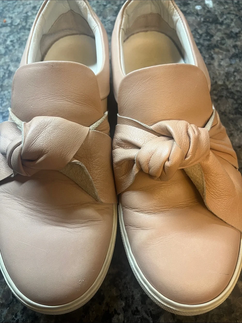 Navy boot slip-On Leather Knot Sneakers - Blush Pink 8